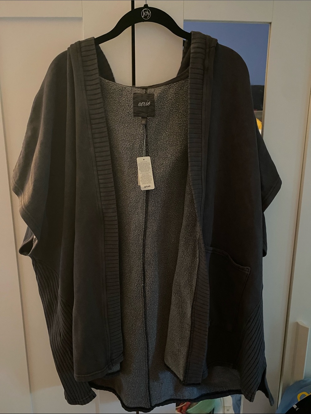aerie Charcoal Gray Hooded Open-Front Cape